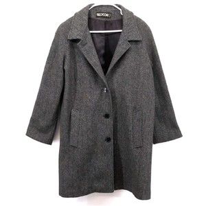 BillyCoat Jacket Womens L Medium Length Gray 3 Button Slash Pocket 100%  Wool